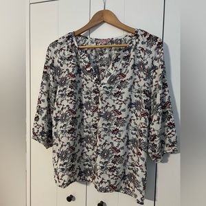 Paisley Floral Blouse | Red, White, Blue | L